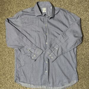 Armani Collezioni Shirt Men’s 44 17.5 Modern Fit Blue Stripes Long Sleeve